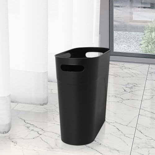 Image of 2 Pack 3.2 Gallon Plastic Trash Cans for Bathroom, Small Waste Bins with Handles, Compact Garbage Containers for Narrow Spaces, Recycle Wastebaskets for Office, Kitchen, Bedroom, Living Room (black)
