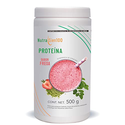 Proteínas, Nutrasien100 Proteína en Polvo Sin Azúcar sabor Fresa 22g por Porción 500 g 17 Porciones