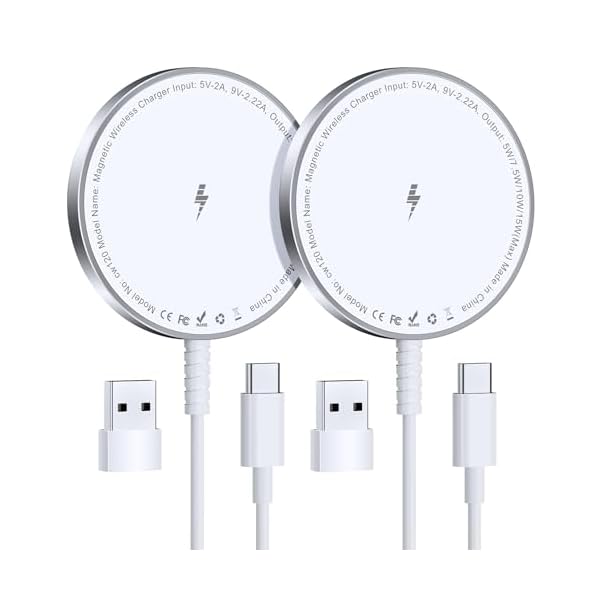 Bohuma Magnetic Wireless Charger for iPhone: Mag Safe Charger Fast Charging Pad 2 Pack Compatible with iPhone 16 15 14 13 12 Pro Max Plus & Airpods 2 3 Pro (No Adapter)