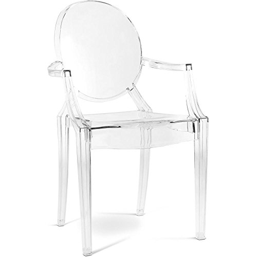 Iconik Interior Ghost Style - Sedia da pranzo trasparente, design con braccioli, Luigi XIV trasparente