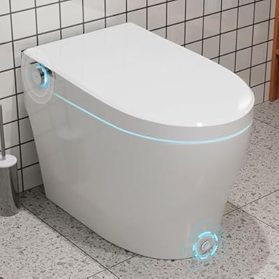 DeerValley Smart Toilet with Auto/Blackout Flush, DV-1S0029-V1 One Piece Toilet, Foot Kick Sensor, Adjustable Heated Seat, Night Light