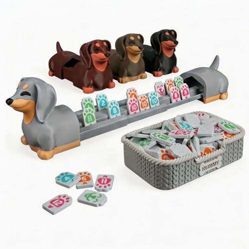 Juego Rummy con Cubos y Porta-fichas Perro Salchicha