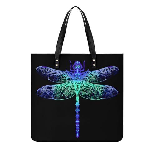 Tote bag femme libellule voyage | Grand sac à main shopper en toile 39x39