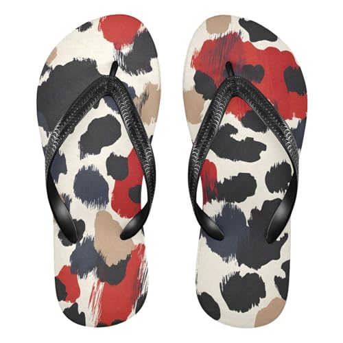 Leopard Print Red Flip Flop Beach Summer Casual Sandal for Women & Men Shower Shoes 20860881