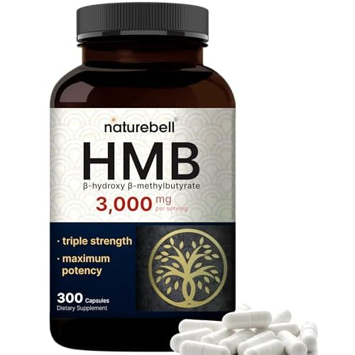 NatureBell HMB 3,000 mg Per Serving | 300 Capsules, 3X Triple Strength HMB Beta-Hydroxy Beta-Methylbutyrate Supplement – Lean Muscle Mass & Recovery Support – Non-GMO