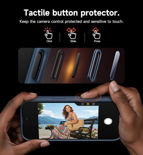 Image of SURITCH for iPhone Air Case with Camera Control Cover, Camera Slide Cover and Adjustable Kickstand, Compatible with MagSafe, Shockproof Bumper Protective Cases for iPhone 17 Air 6.5 Inch, Blue