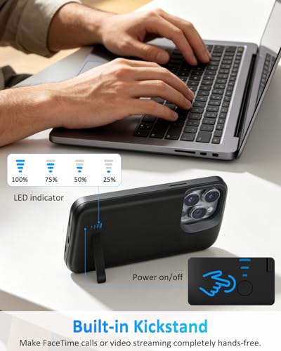 Funda con batería para iPhone 14 Pro de 6000 mAh en color negro 2