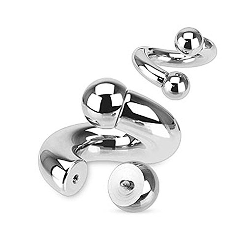 Inspiration Dezigns Twists with Balls Tongue Nipple Ring Retainer Piercing