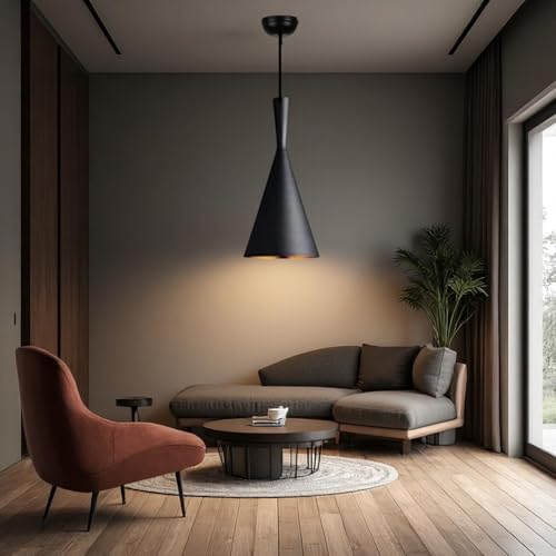 Image of GreyWings Modern Black Aluminium Hanging Pendant Light for Ceiling, Dcorative Lamp, Inoor Light for Dining, Kitchen, Living Room,((Bulb not Included) Small Pack of 2