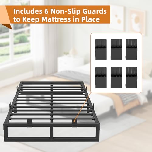 Image of 12 Inch Metal King Bed Frame with Steel Support, Noise-Free