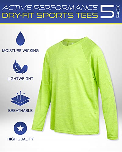 iXtreme Boys Athletic Shirts - 5 Pack Breathable Dry Fit Boys Long Sleeve Shirts - Lightweight Summer Clothes (Sizes 6-18)2