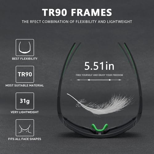 GIEADUN Óculos de sol esportivos para ciclismo polarizados adultos e jovens, beisebol, pesca, corrid