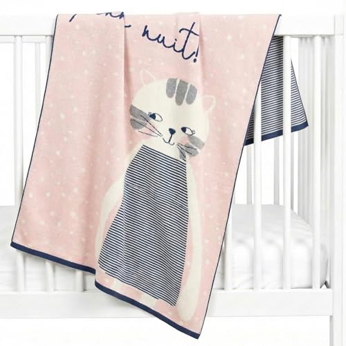 Couverture coton bio Gots bébé Sevira Kids Chaton plaid lit 80x100 cm
