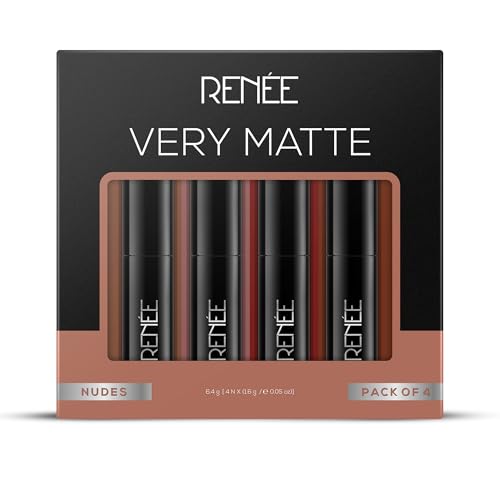 Image of RENEE Very Matte Pack of 4 Matte Lipsticks - Nudes, Intense Color Pay Off, Full Coverage, Long Lasting & Weightless, Easy Glide Formula With Velvety Finish, Suitable for All Occasion & Gifting