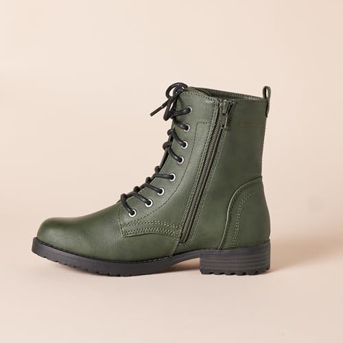 Amazon Essentials Damen Springerstiefel mit Schnürung, Grün, Größe 40