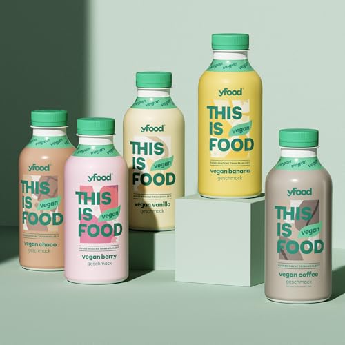 yfood Trinkmahlzeit Probierpaket Vegan - 5 x 500ml für unterwegs & stressige Tage - vollwertig & ready-to-drink - inkl. 1,25 € Pfand