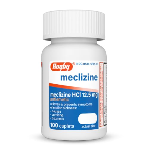 Rugby Meclizine 12.5mg Caplets - Antiemetic Motion Sickness Symptom Relief - 100 Count (1 Pack)