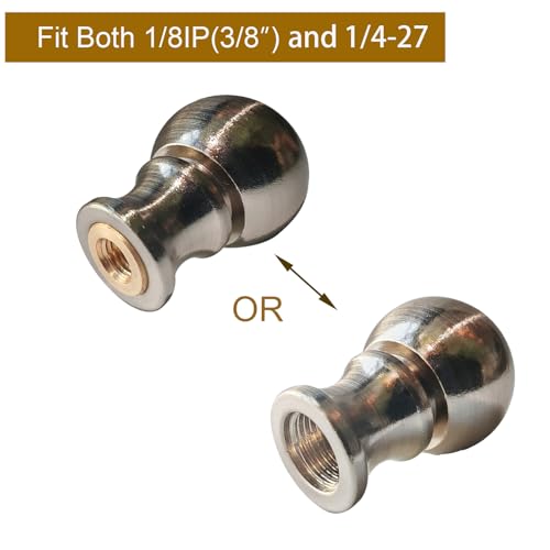 Image of Silver Lamp Finials 2-Pack, 1 /4-27 Thread | Solid metal silver plated finish. Includes nut cap & harp adapter. For table lamps, floor lamps, home lighting. Easy install.