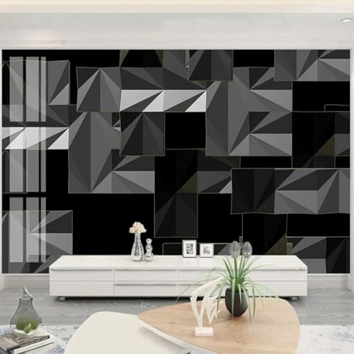 XLMING Abstracto Cúbico Negro Geométrico Creativo 3D Papel Pintado Pared Decorativo Aspecto Seda Estudio Comedor Vinilos Dormitorio Sofás TV Cocina-150cm×105cm