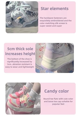 Y2K Kawaii Star Print High Top Sneakers Kawaii Pastel Macaron Color Chunky Platform Shoes | Cute Lo Style for Women3