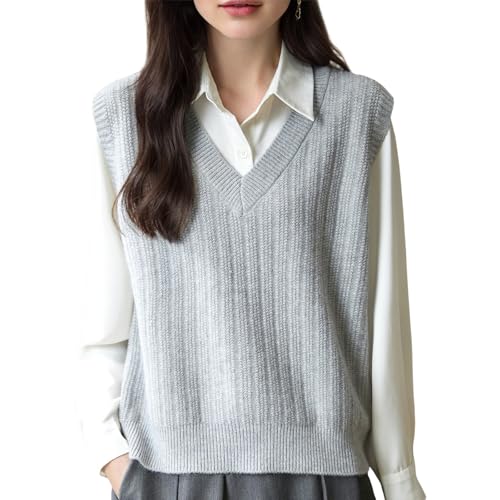 Image of Blostirno Women's Sweater Vest V Neck Sleeveless Solid Trendy Ribbed Knit Pullover Sweaters Crochet Flower Tank Tops