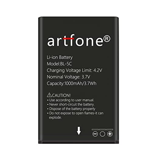 artfone BL-5C Batería(1000mAh),para CS181/F20/CF241A/C10/G3/G6 y Cualquier teléfono móvil de BL-5C