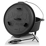 BBQ-Toro Dutch Oven Forest Serie | bereits eingebrannt - preseasoned | Verschiedene Größen | Gusseisen Kochtopf | Bräter mit Deckel (Topf mit Füße, 7,3 Liter (DO6F))
