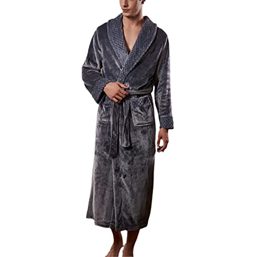 Peignoir flanelle homme long contre le froid corporel sans capuche