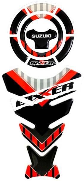 Image of 3D Bike Tank Pad Sticker Compatible with Gixxer, Blue and Black Protective Decal with Fuel Cap Cover (I)
