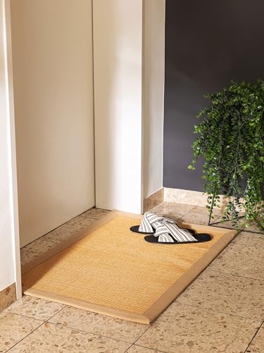 benuta Sana - Alfombra de fibra natural de sisal, color beige, 40 x 60 cm, robusta alfombra para comedor y salón, 100% fibra natural de sisal, diseño atemporal
