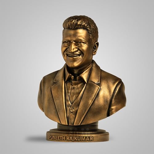 Image of SILAII Dr. Puneeth Rajkumar Sculpture - Antique Bronze Tribute to Kannada Film Legend - Handcrafted Collectible (5 INCH)