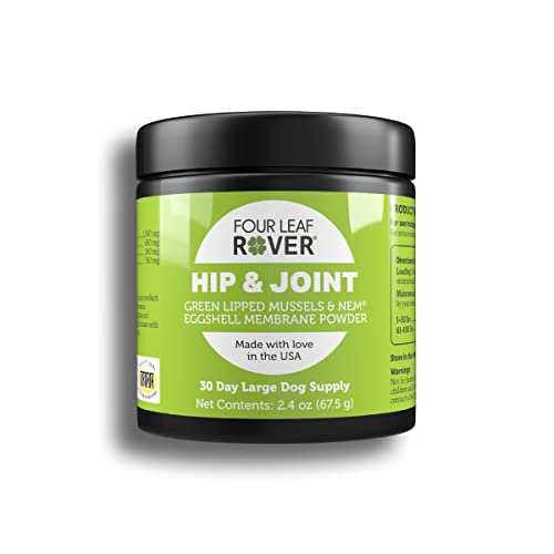 Four Leaf Rover Hip & Joint - Mobility & Joint Support With Glucosamine And Chondroitin For Dogs, 2.4 Oz - 22 To 60 Day Supply, Depending On Dog’s Weight - Vet Formulated - Easy To Mix - Delicious #TOP1