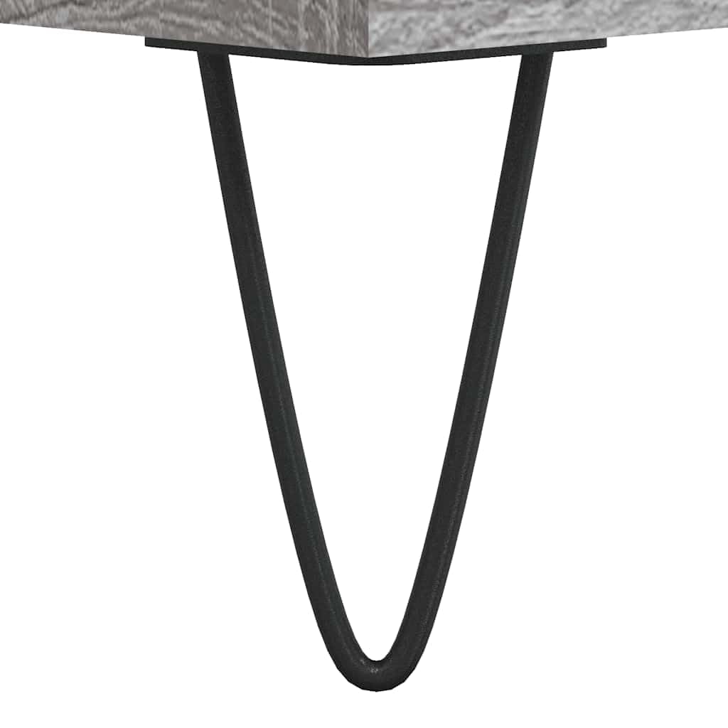 Armadio per dischi grigio sonoma, 100 x 38 x 48 cm, in legno con gambe in ferro per dischi vinili, mobili fonomatici, HiFi, console multimediale, stoccaggio, mensola, soggiorno, cassetto
