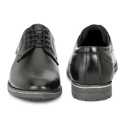 Image of Leatherful Genuine Leather Derby SE Shoes for Men | TPR Sole & Nappa Leather Lining | Classic Dress Footwear