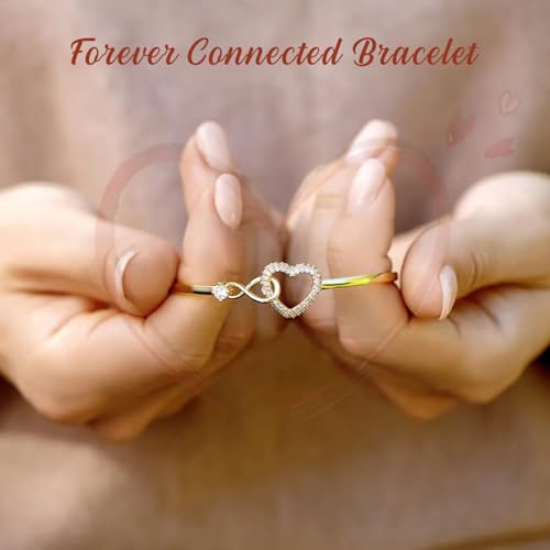 To My Daughter Forever Connected Bracelet, Infinity Forever Love Heart Bracelets, Mom's Strength And Love Are Alwayswith Her, Adjustable Inspirational Gift Jewelry for Daughter3