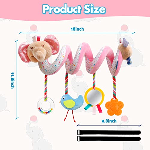 Baby Car Seat Toys Sensory Activity Stroller Toy For Newborn Infant Girls 0 3 6 9 10 12Months, Spiral Hanging Plush Toys Rattle For Stroller Bassinet Crib Baby Carrier #TOP6