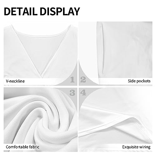 Image of Women's Summer Formal Dresses Short Sleeve Wrap V Neck Dresses Bridesmaid Wedding Guest Dress with Pockets