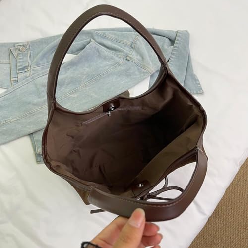 Bolso Tote con Moño de Gamuza para Mujer - Marrón Burdeos miniatura 5