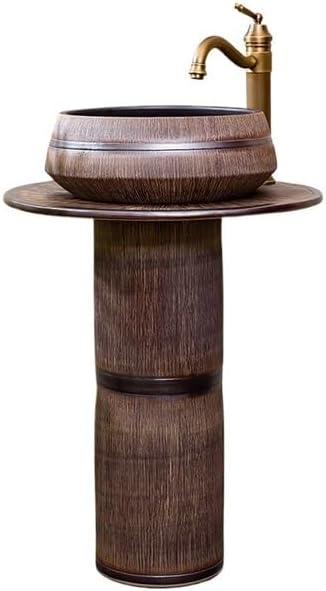Pedestal Sinks Ceramic Column Sink Wash Basin Balcony Bathroom (A)