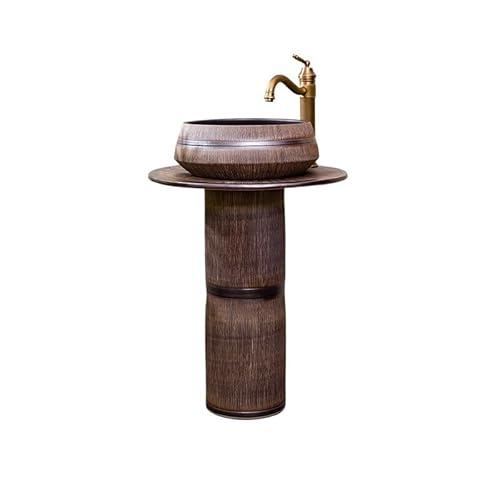 WDSOPK Pedestal Sinks Ceramic Column Sink Wash Basin Balcony Bathroom