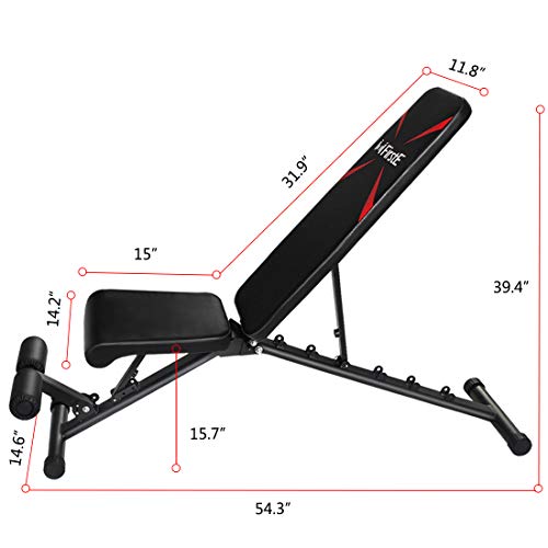 FirstE Adjustable Weight Bench, Portable Strength Training Bench, Flat Incline Decline Full Body Exercise Men/Women Fitness Bench, Foldable Workout Bench for Home Gym Indoor, 550lbs Capacity