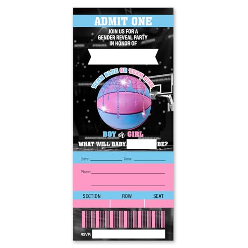 brayqu Burnouts or Bows Neutral Gender Reveal Invitations Neutral Gender Reveal Ticket Invitations Fill-in (20 Invitation Cards with Envelopes)