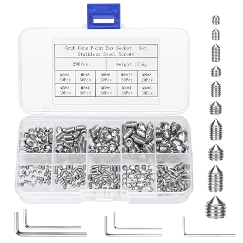 290 Stk Kegel Kugelkopf Schrauben, M3/M4/M5/M6/M8 Innensechskantschrauben...
