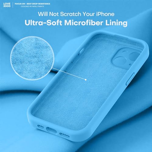 Image of LOVE 3000 Designed for iPhone 14 Case, Premium Silicone with [Soft Anti-Scratch Microfiber Lining] Shockproof Protective Phone Case for Men Women Girls 6.1 inch, Blue