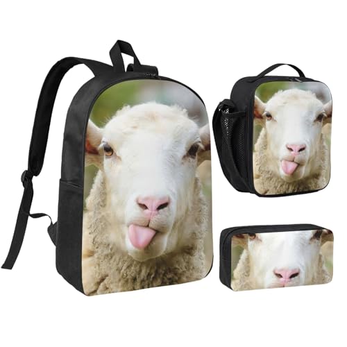 Mochila de oveja para evitar dolores de espalda infantiles con estuche y lonchera a juego