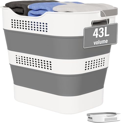 Panier à Linge Pliable 43L avec Poignées – Corbeille Pliable Grande Capacité – Panier Léger et Résistant pour Chambre, Salle de Bain, Buanderie - Entreprise Française - LPVS