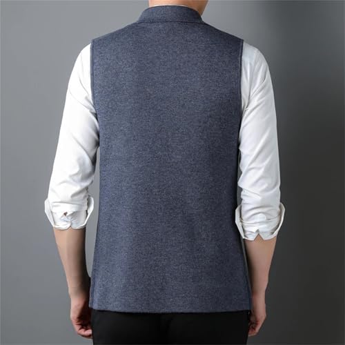 Men Lapel Wool Suit Sweater Vest Sleeveless Buttons Down Formal Business Office Knitted Cardigan Vest2