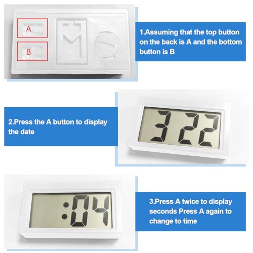 Image of Shudyear Small Digital Clock, with Jumbo LCD Time & Day Display,Mini Automotive Small Digital Clock Battery Operated for Desktop Nightstand Pocket Car Truck Dashboard & Air Vent (3, White)