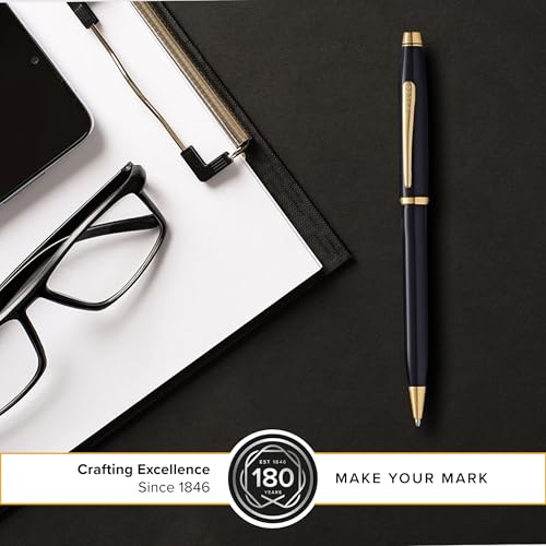 Image of Cross Century II Black & Gold Refillable Ballpoint Pen | Medium Point| Black Ink | Smooth Writing | Presented in Premium Box