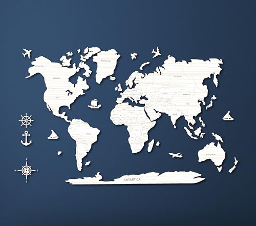 Image of AD INFINITUM 3D Wooden World map | Home Decor | Office Decor | a great gift for travelers | wall decor (Country Borders With Name, 3 x 2 feet